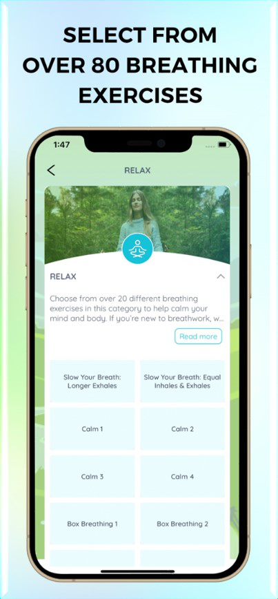 Library of breathing exercises in the Prana app